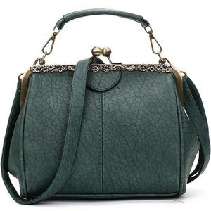 Vintage Hollow Handbag Leather Shoulder Bag Evening Clutch Bag Kiss :>